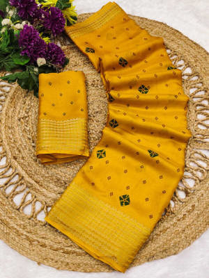 AAI LAXMI CREATION Digital Print Bandhani Georgette Saree(Yellow)