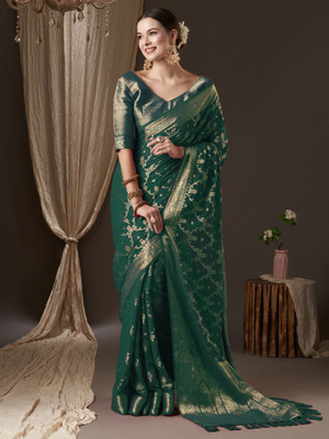 Divastri Woven Kanjivaram Georgette Saree(Green)