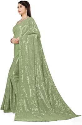 Dharmik Fashion Studio Self Design Bollywood Georgette Saree(Light Green)