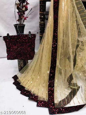 Raasan Creation Embellished Bollywood Net Saree(Pink)
