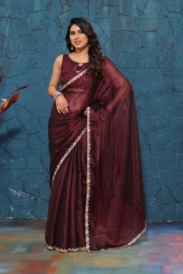 Maa Varudi Fashion Self Design Bollywood Net Saree(Maroon)