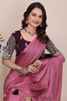 K 5 FASHION Embroidered Bollywood Georgette Saree(Pink)