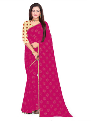 RHEY Printed Bollywood Chiffon Saree(Pink)