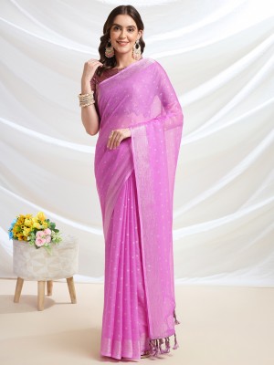 RekhaManiyar Woven, Embellished Bollywood Chiffon Saree(Purple)