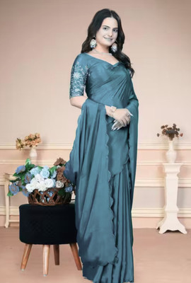 Bhavnfashion Embroidered Bollywood Georgette Saree(Light Blue)