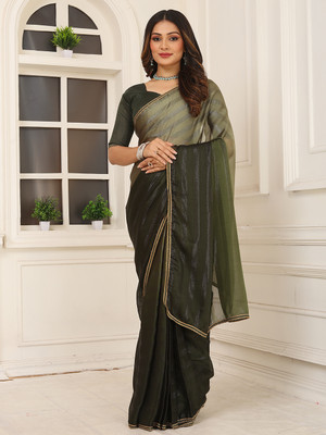 Kanooda Prints Self Design Bollywood Tussar Silk Saree(Multicolor)