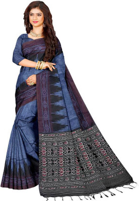 Shree Hari Printed Sambalpuri Cotton Blend Saree(Blue)