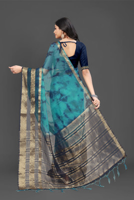 Aarunika BS Dyed Bollywood Organza Saree(Blue)