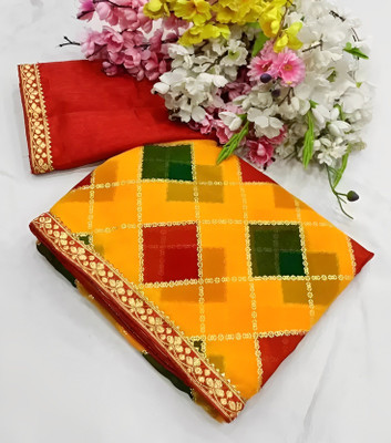 silkwear Printed, Color Block Daily Wear Georgette Saree(Yellow)
