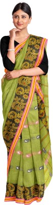 dreamy textiles hub Woven Tant Handloom Pure Cotton Saree(Light Green)