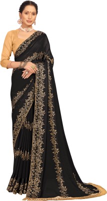 mahalaxmi fab Printed Bollywood Georgette Saree(Black)