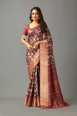 nirmal creation Printed Daily Wear Cotton Blend Saree(Red)