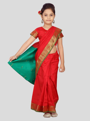 Aarika Solid/Plain Bhagalpuri Silk Blend Saree(Red)