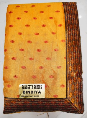 MH collection Hand Painted Bollywood Cotton Silk Saree(Yellow)