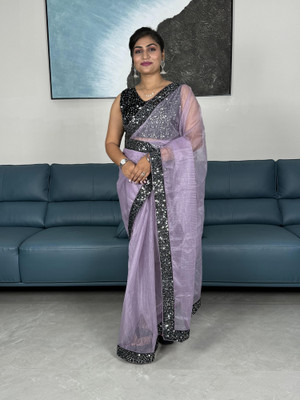 OZONE DESIGNS Embroidered Bollywood Net Saree(Multicolor)