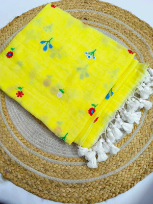 SP Boutique Woven Handloom Cotton Silk Saree(Yellow)