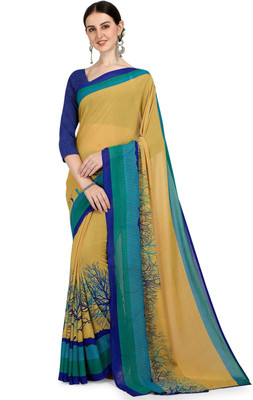 Moda Rapido Floral Print, Self Design, Printed Daily Wear Georgette Saree(Green)