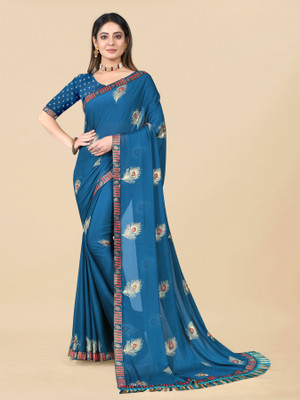 RHEY Printed Bollywood Georgette Saree(Light Blue)