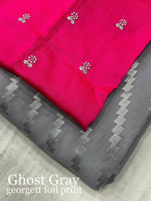 FLOZER Embellished Bollywood Georgette Saree(Grey)