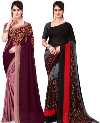 kashvi sarees Printed, Paisley, Floral Print Daily Wear Georgette Saree(Pack of 2, Multicolor)