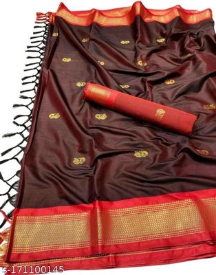 Paithani Self Design Mysore Pure Silk Saree(Red)