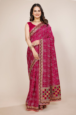 NAKSH CREATION Embroidered Bollywood Georgette Saree(Maroon)