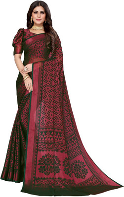 PINK WISH Printed, Self Design Daily Wear Chiffon, Brasso Saree(Maroon)