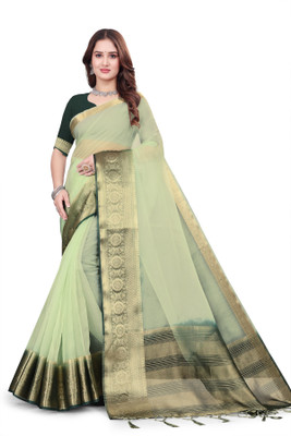 Aarunika SST Woven Bollywood Organza Saree(Green)