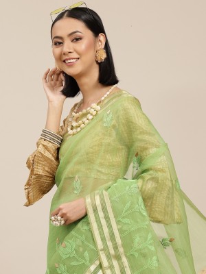 Divastri Woven, Embroidered Bollywood Organza Saree(Light Green)