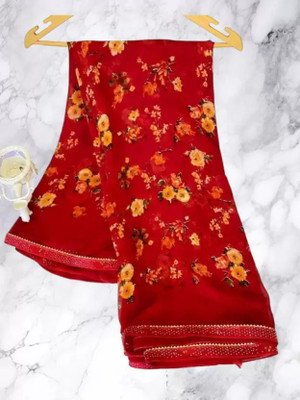 Laaksha Creation Printed Bollywood Georgette Saree(Multicolor)