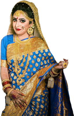 Dulhan Saree Palace Woven Banarasi Silk Blend Saree(Light Blue)