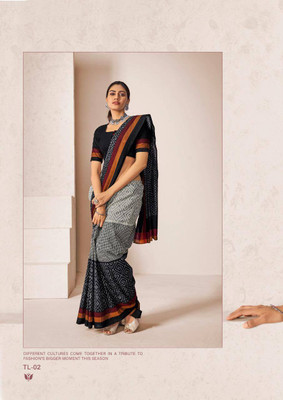 ARSH ENTERPRISE Printed Handloom Pure Cotton Saree(Grey)
