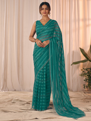 Sareemall Embroidered Bollywood Georgette Saree(Green)