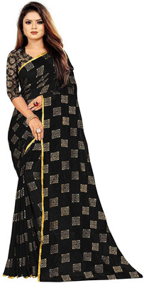 V And V Shop Embellished Bollywood Chiffon Saree(Black)