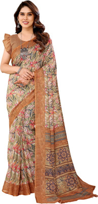Shubh Mangalam Creation Self Design Kota Doria Cotton Blend Saree(Brown)