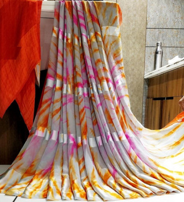 Bombey Velvat Fab Floral Print Jamdani Chiffon, Georgette Saree(Grey)