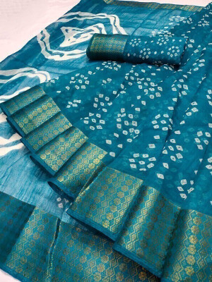 Saadhvi Self Design Kalamkari Cotton Blend Saree(Multicolor)