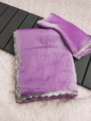 KHRITI FAB Embellished Bollywood Jimmy choo Saree(Purple)