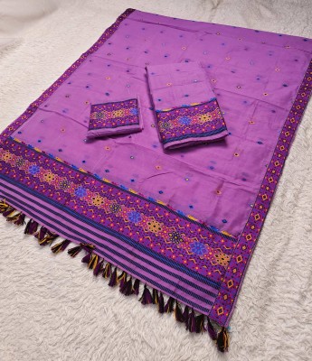 Skiran's Woven Mekhela Chador Cotton Blend Saree(Magenta)