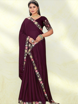 Shree Ambey Self Design Bollywood Georgette Saree(Purple)