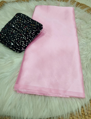 Arpita Fashion Solid/Plain Bollywood Satin Saree(Pink)