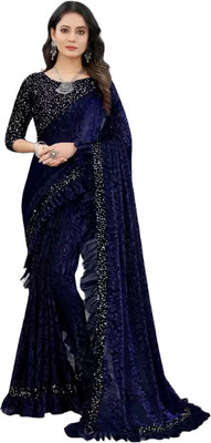miracletex Digital Print Daily Wear Lycra Blend Saree(Blue)