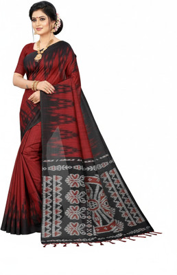 Padma Self Design, Printed Sambalpuri Pure Cotton Saree(Pink)