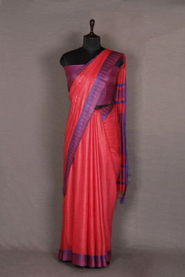 Zafreen Handloom Solid/Plain Bhagalpuri Art Silk Saree(Pink)
