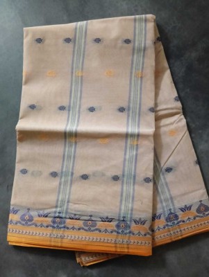 Aishani tant saree ghar Printed Daily Wear Pure Cotton Saree(Cream)