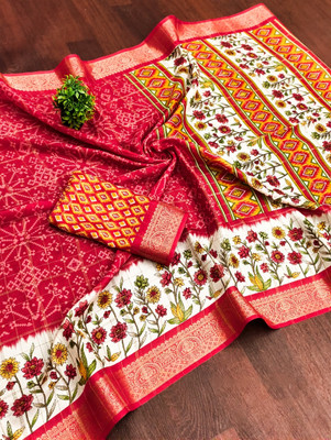 Sitanjali Printed Bollywood Silk Blend Saree(Pink)