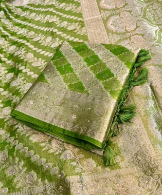 Banaras silk palace Woven Banarasi Organza Saree(Green)