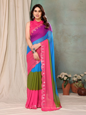 UDANI ENTERPRISE Self Design Bollywood Georgette Saree(Multicolor)