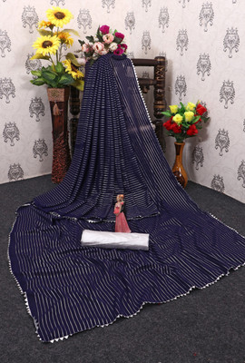 Florona Enterprise Printed Bollywood Georgette Saree(Dark Blue)