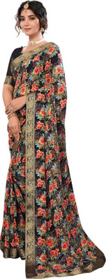 Aadimam Creation Printed Bollywood Georgette Saree(Multicolor)